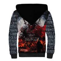 Viking Valhalla Sherpa Hoodie Norseman and Burning Battlefield - Wonder Print Shop