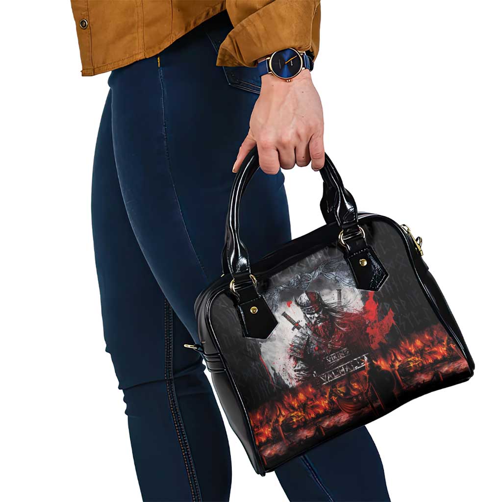 Viking Valhalla Shoulder Handbag Norseman and Burning Battlefield - Wonder Print Shop