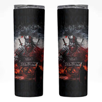 Viking Valhalla Skinny Tumbler Norseman and Burning Battlefield - Wonder Print Shop