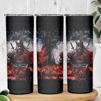 Viking Valhalla Skinny Tumbler Norseman and Burning Battlefield - Wonder Print Shop