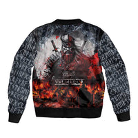 Viking Valhalla Sleeve Zip Bomber Jacket Norseman and Burning Battlefield - Wonder Print Shop