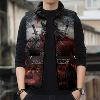 Viking Valhalla Sleeveless Puffer Jacket Norseman and Burning Battlefield - Wonder Print Shop