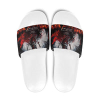 Viking Valhalla Slide Sandals Norseman and Burning Battlefield - Wonder Print Shop