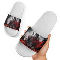 Viking Valhalla Slide Sandals Norseman and Burning Battlefield - Wonder Print Shop