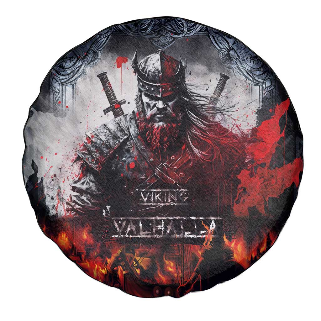 Viking Valhalla Spare Tire Cover Norseman and Burning Battlefield - Wonder Print Shop