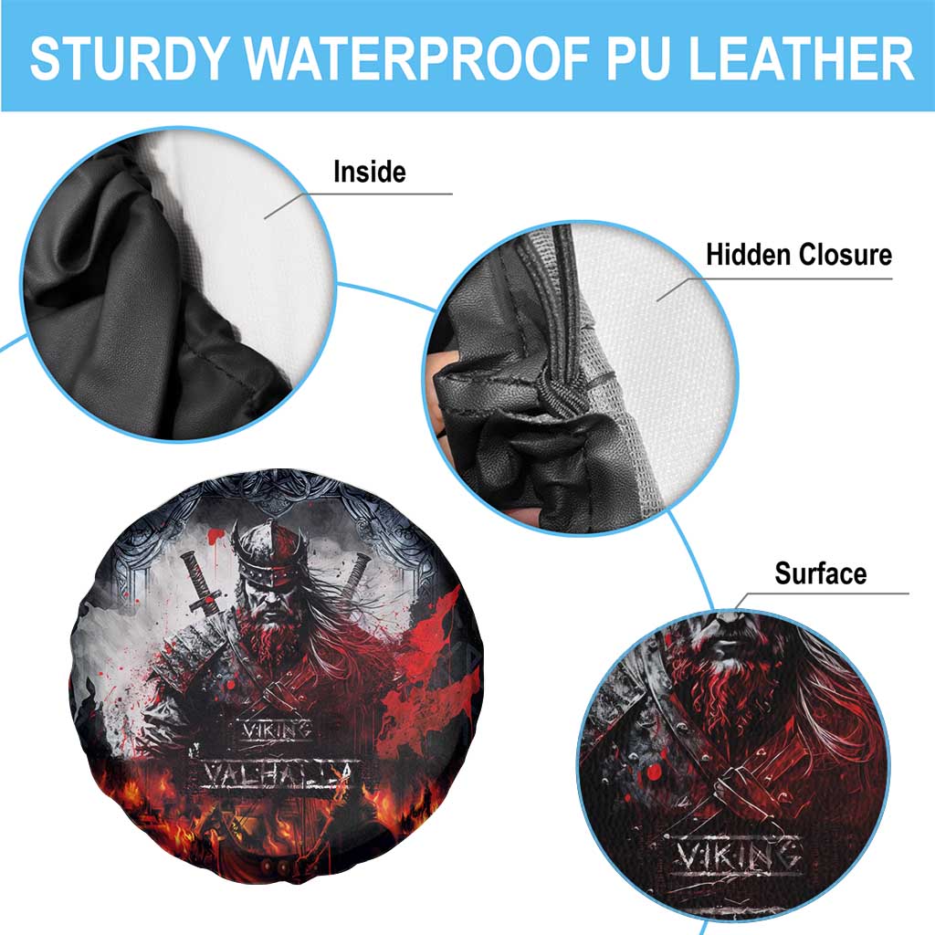 Viking Valhalla Spare Tire Cover Norseman and Burning Battlefield - Wonder Print Shop