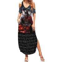 Viking Valhalla Summer Maxi Dress Norseman and Burning Battlefield - Wonder Print Shop