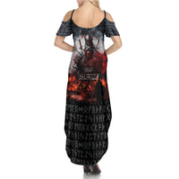 Viking Valhalla Summer Maxi Dress Norseman and Burning Battlefield - Wonder Print Shop