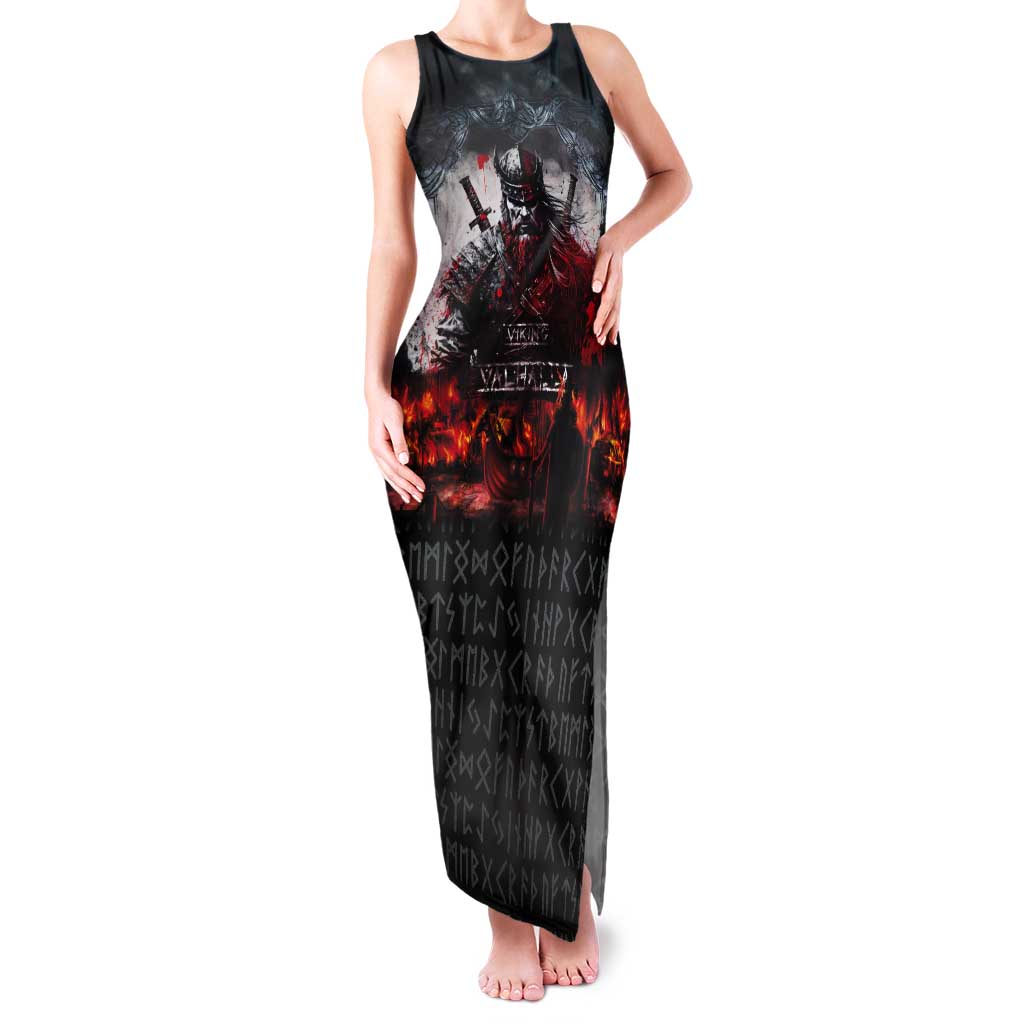 Viking Valhalla Tank Maxi Dress Norseman and Burning Battlefield - Wonder Print Shop