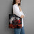Viking Valhalla Tote Bag Norseman and Burning Battlefield - Wonder Print Shop