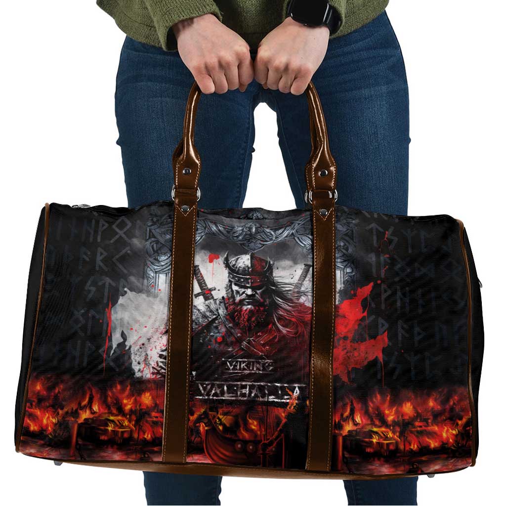 Viking Valhalla Travel Bag Norseman and Burning Battlefield - Wonder Print Shop
