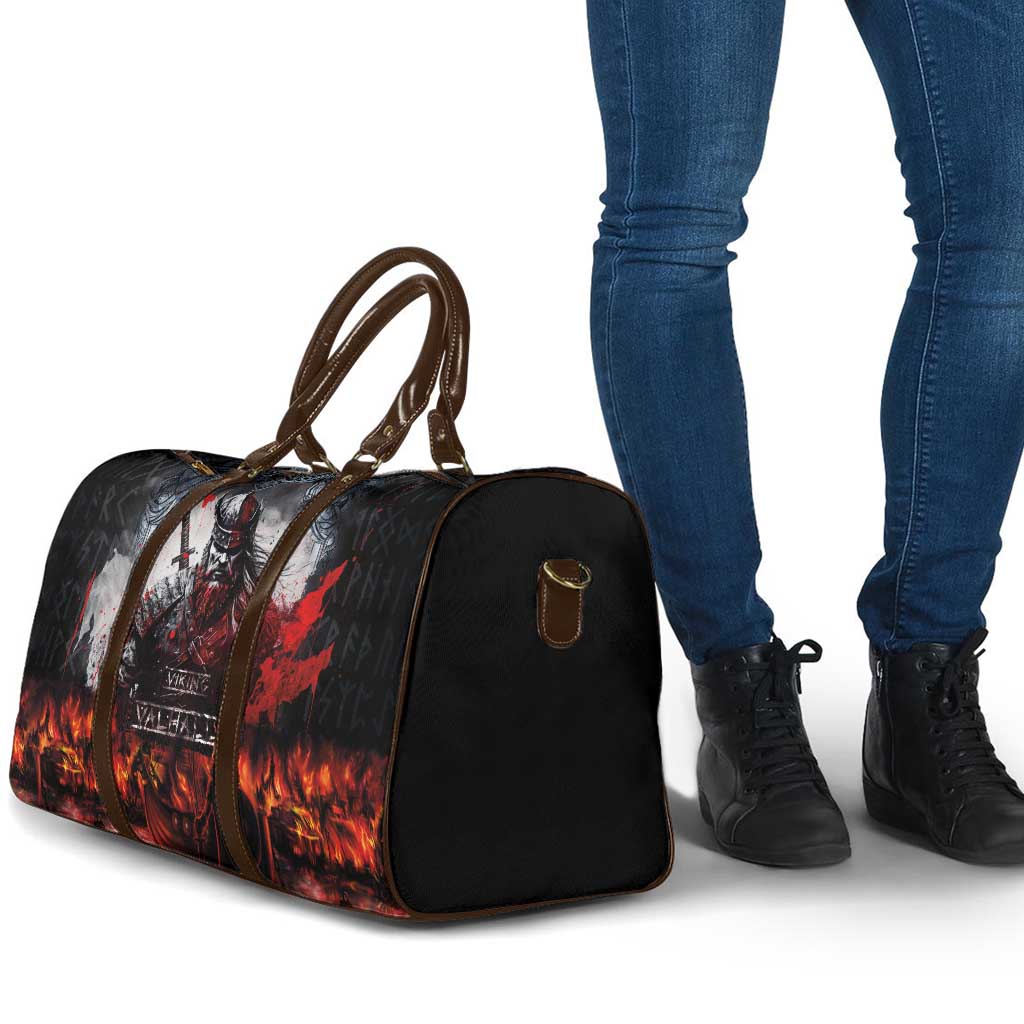 Viking Valhalla Travel Bag Norseman and Burning Battlefield - Wonder Print Shop