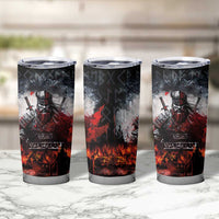 Viking Valhalla Tumbler Cup Norseman and Burning Battlefield - Wonder Print Shop