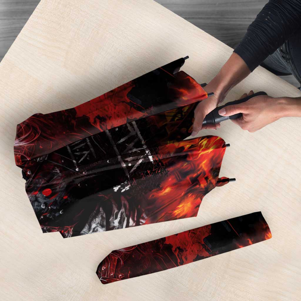 Viking Valhalla Umbrella Norseman and Burning Battlefield - Wonder Print Shop