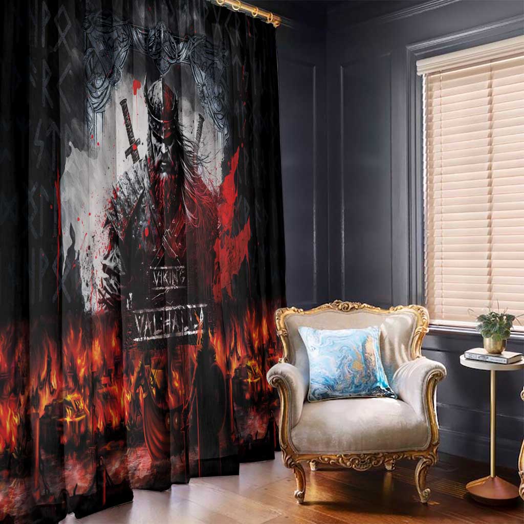 Viking Valhalla Window Curtain Norseman and Burning Battlefield - Wonder Print Shop