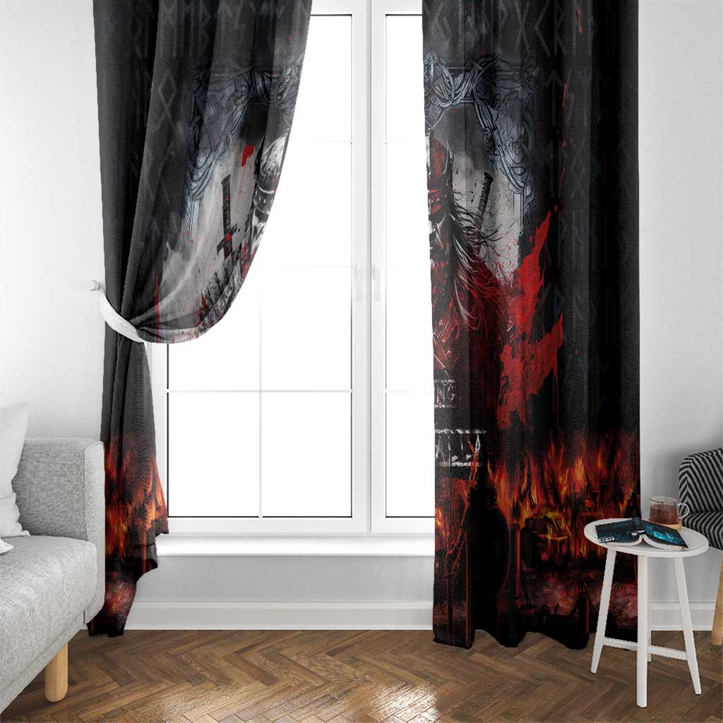 Viking Valhalla Window Curtain Norseman and Burning Battlefield - Wonder Print Shop