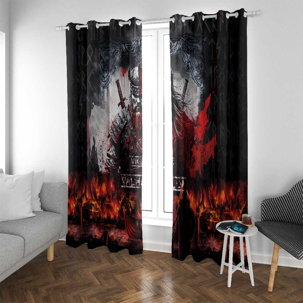 Viking Valhalla Window Curtain Norseman and Burning Battlefield - Wonder Print Shop
