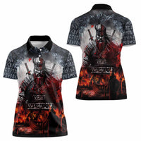 Viking Valhalla Women Polo Shirt Norseman and Burning Battlefield - Wonder Print Shop