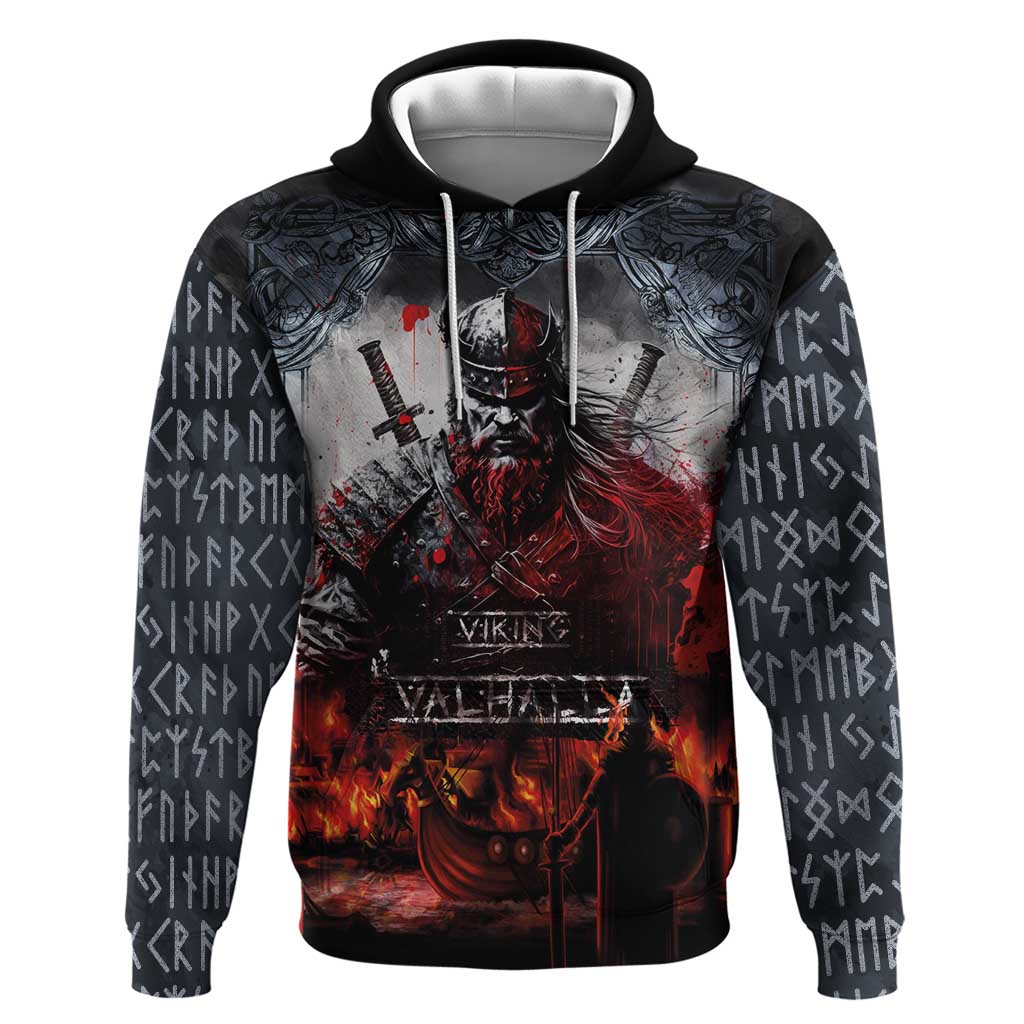 Viking Valhalla Zip Hoodie Norseman and Burning Battlefield - Wonder Print Shop