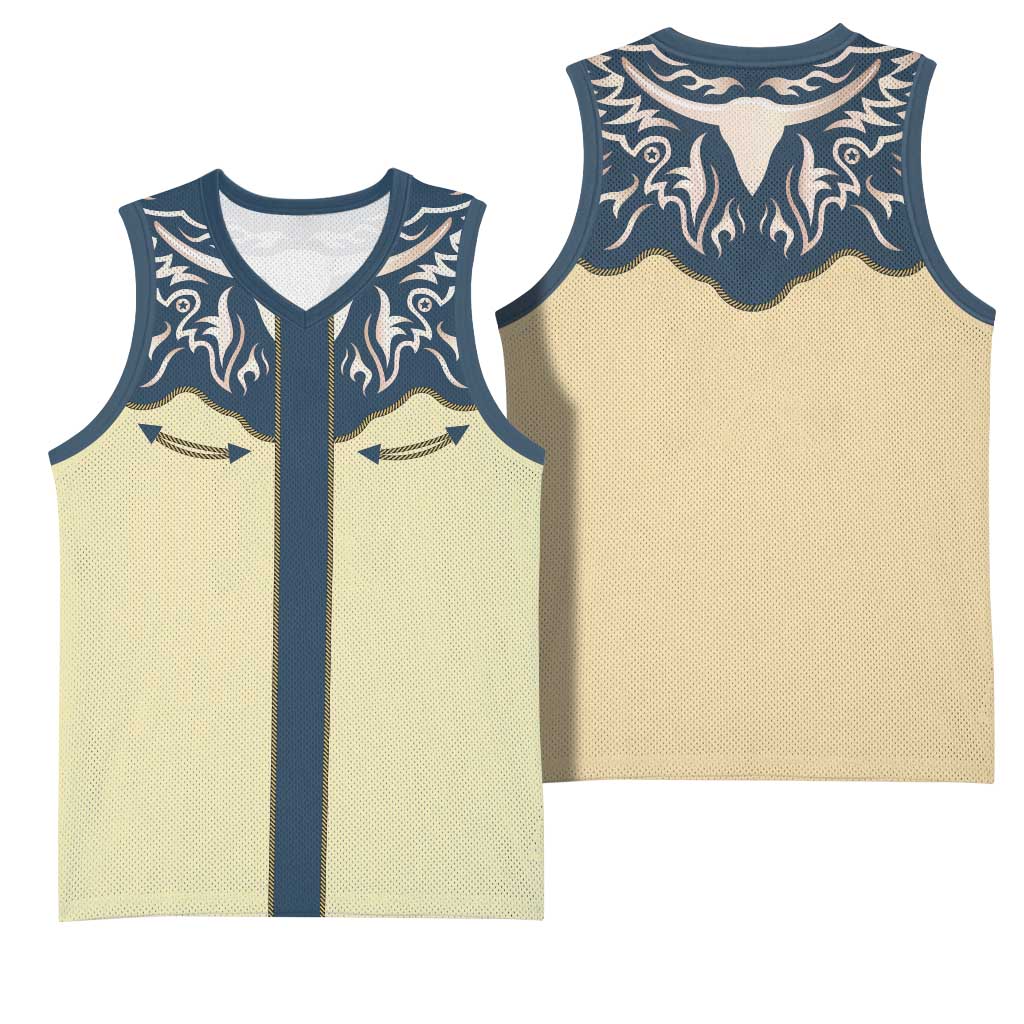 Vintage Western Yoke Shirt Ornament Style Basketball Jersey - Wonder Print Shop