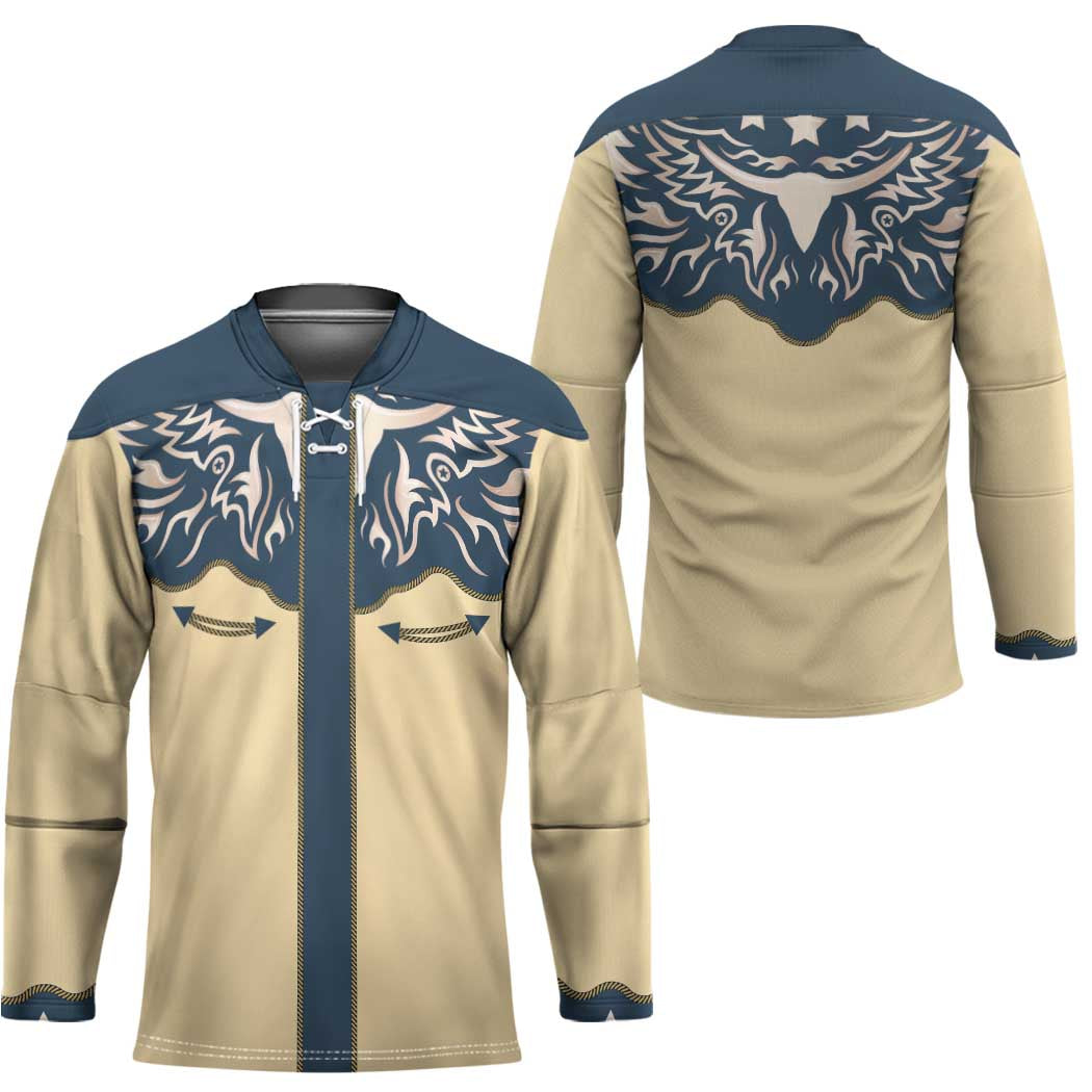 Vintage Western Yoke Shirt Ornament Style Hockey Jersey - Wonder Print Shop