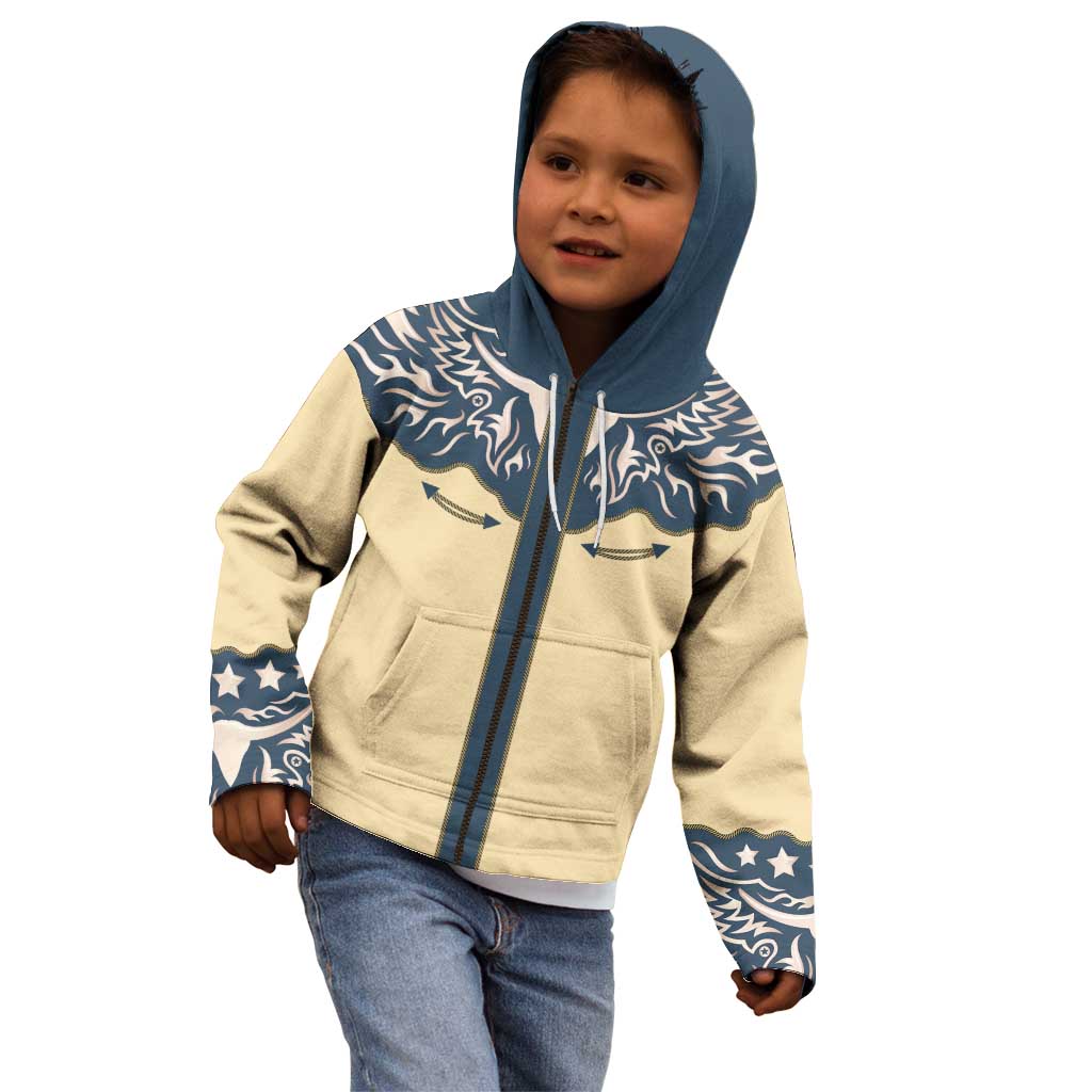 Vintage Western Yoke Shirt Ornament Style Kid Hoodie - Wonder Print Shop