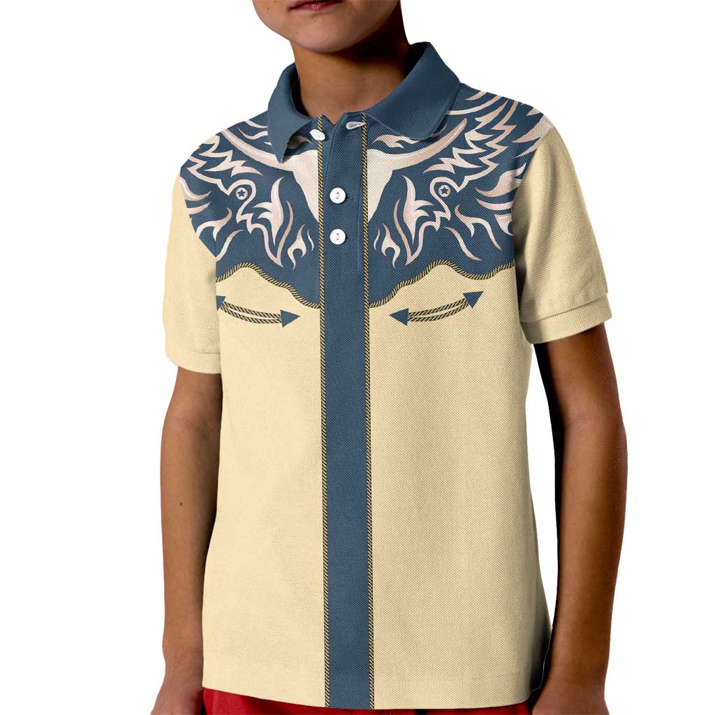 Vintage Western Yoke Shirt Ornament Style Kid Polo Shirt - Wonder Print Shop