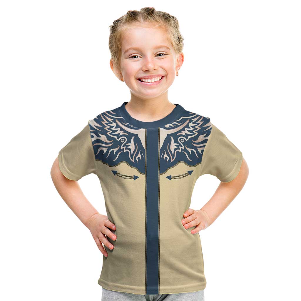 Vintage Western Yoke Shirt Ornament Style Kid T Shirt - Wonder Print Shop