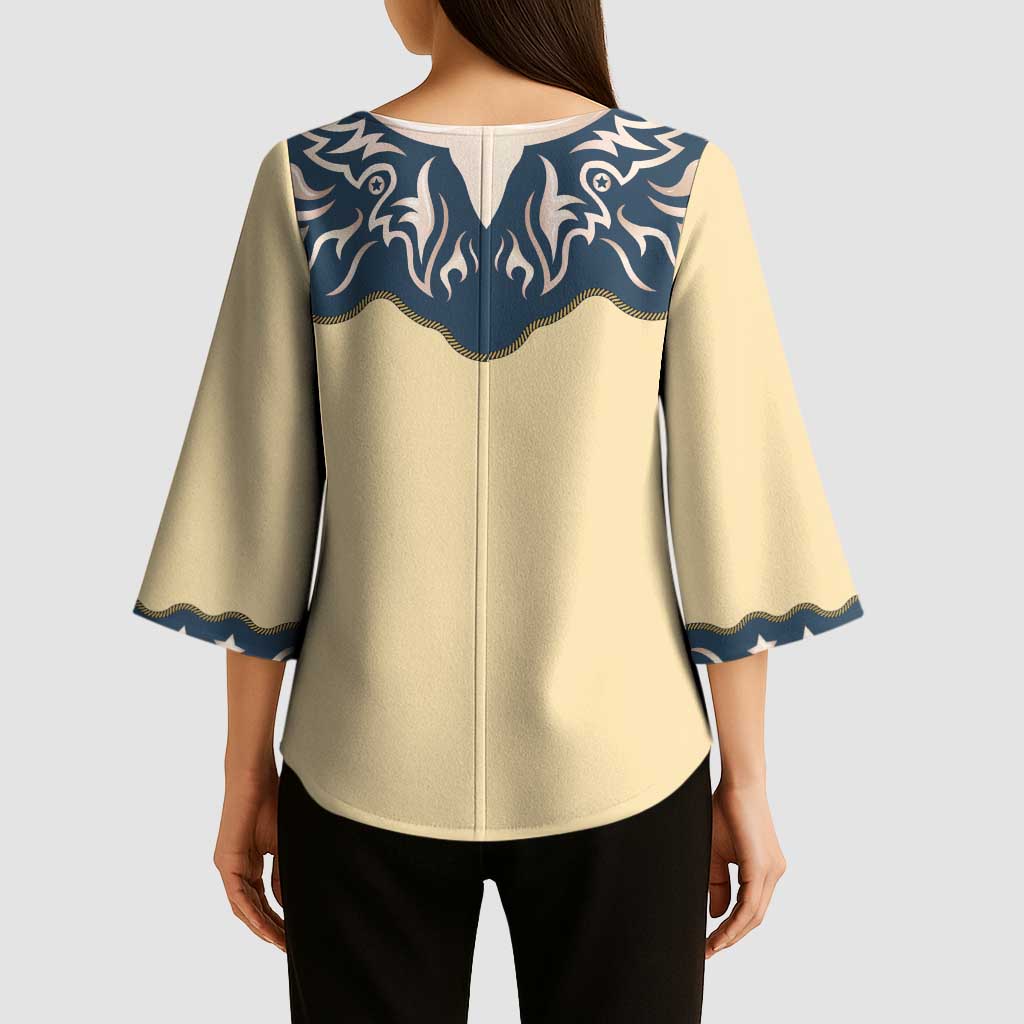 Vintage Western Yoke Shirt Ornament Style Kimono Sleeve Blouse - Wonder Print Shop