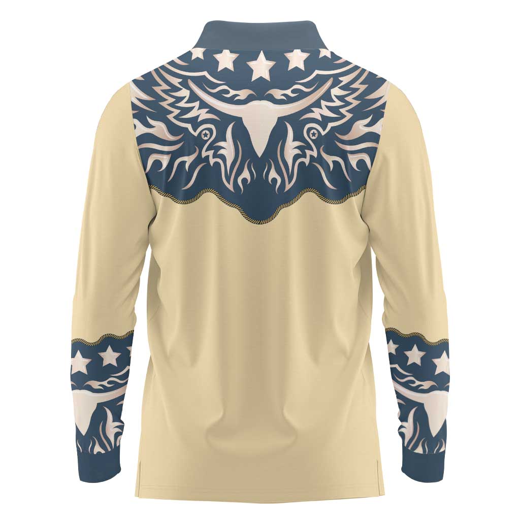 Vintage Western Yoke Shirt Ornament Style Long Sleeve Polo Shirt - Wonder Print Shop