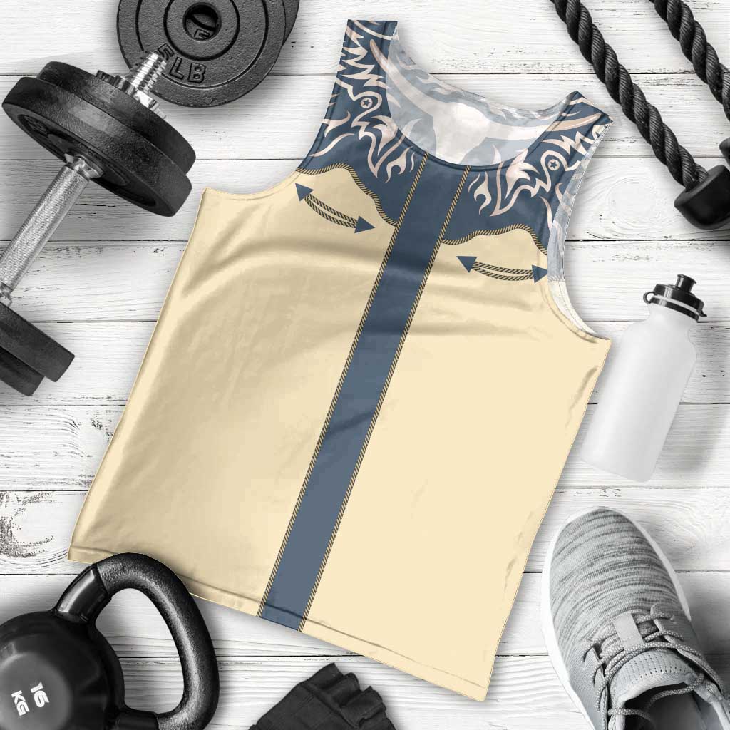 Vintage Western Yoke Shirt Ornament Style Men Tank Top - Wonder Print Shop