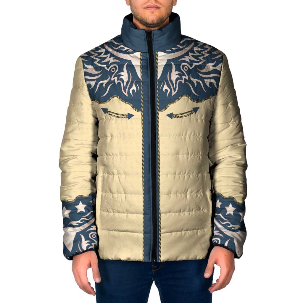 Vintage Western Yoke Shirt Ornament Style Padded Jacket - Wonder Print Shop