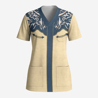Vintage Western Yoke Shirt Ornament Style Scrub Top - Wonder Print Shop