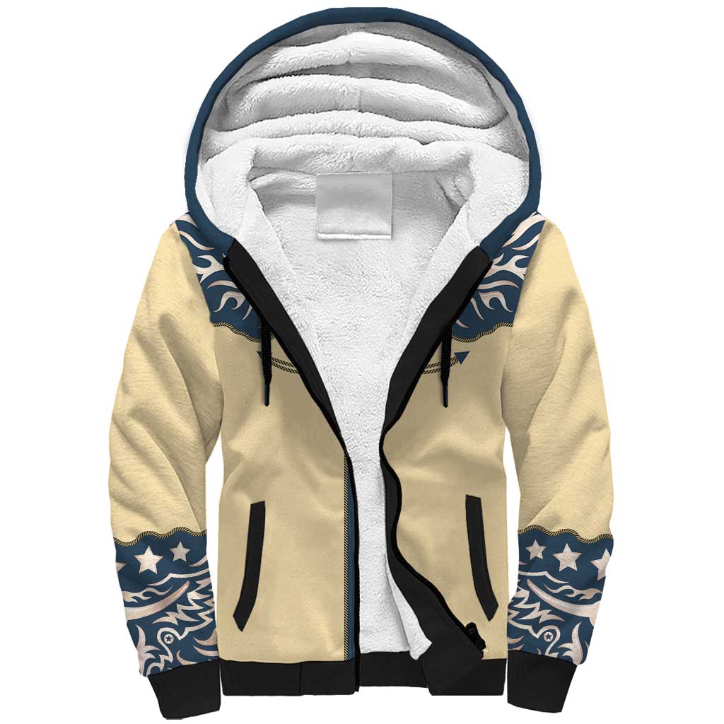 Vintage Western Yoke Shirt Ornament Style Sherpa Hoodie - Wonder Print Shop