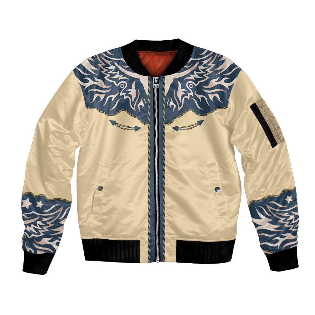 Vintage Western Yoke Shirt Ornament Style Sleeve Zip Bomber Jacket - Wonder Print Shop