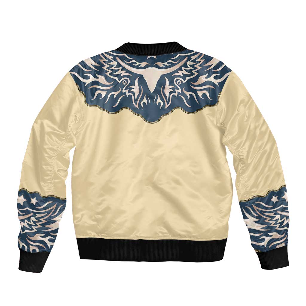 Vintage Western Yoke Shirt Ornament Style Sleeve Zip Bomber Jacket - Wonder Print Shop