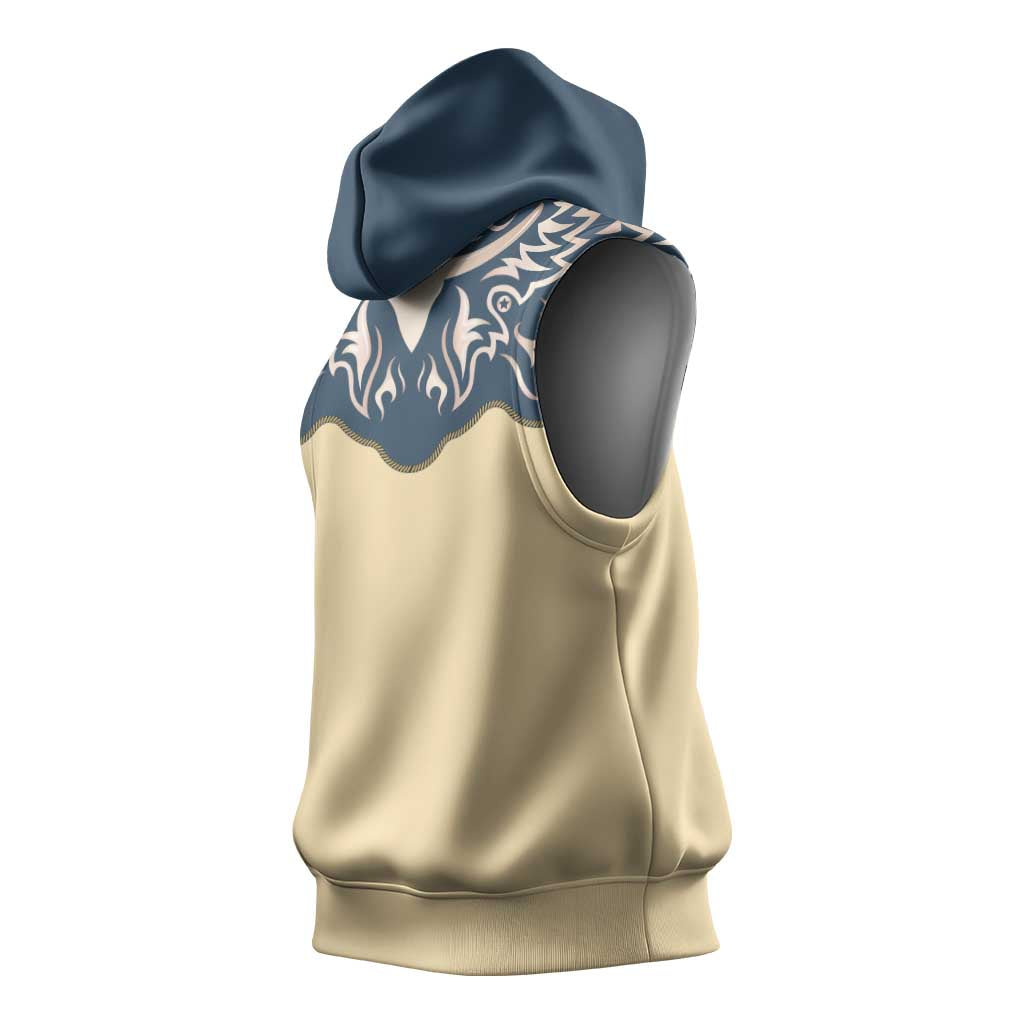 Vintage Western Yoke Shirt Ornament Style Sleeveless Hoodie - Wonder Print Shop