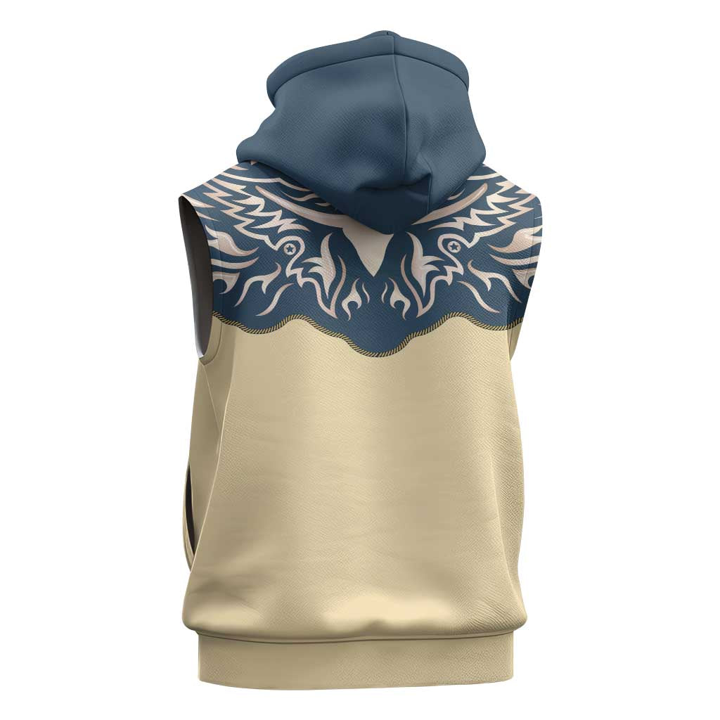 Vintage Western Yoke Shirt Ornament Style Sleeveless Zip Hoodie - Wonder Print Shop