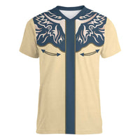 Vintage Western Yoke Shirt Ornament Style Women V-Neck T-Shirt - Wonder Print Shop