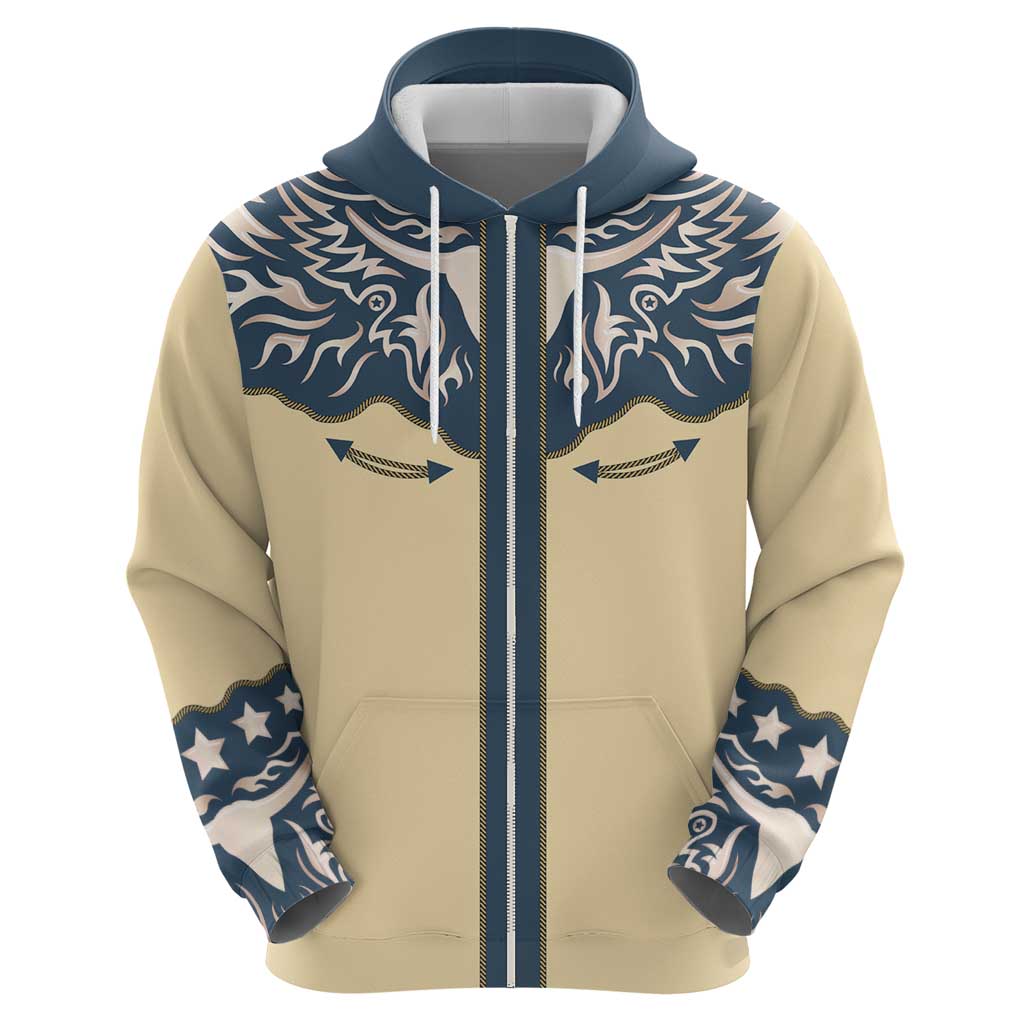 Vintage Western Yoke Shirt Ornament Style Zip Hoodie - Wonder Print Shop