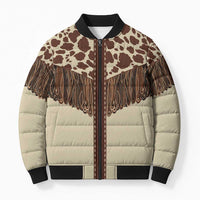 Vintage Western Cow Yoke Shirt Fringe Style Bomber Puffer Jacket - Wonder Print Shop
