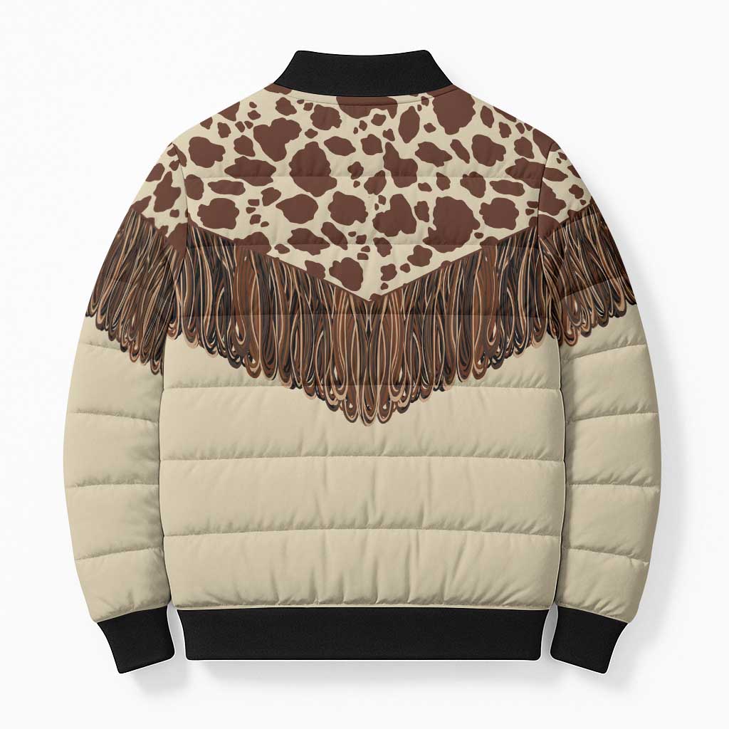 Vintage Western Cow Yoke Shirt Fringe Style Bomber Puffer Jacket - Wonder Print Shop