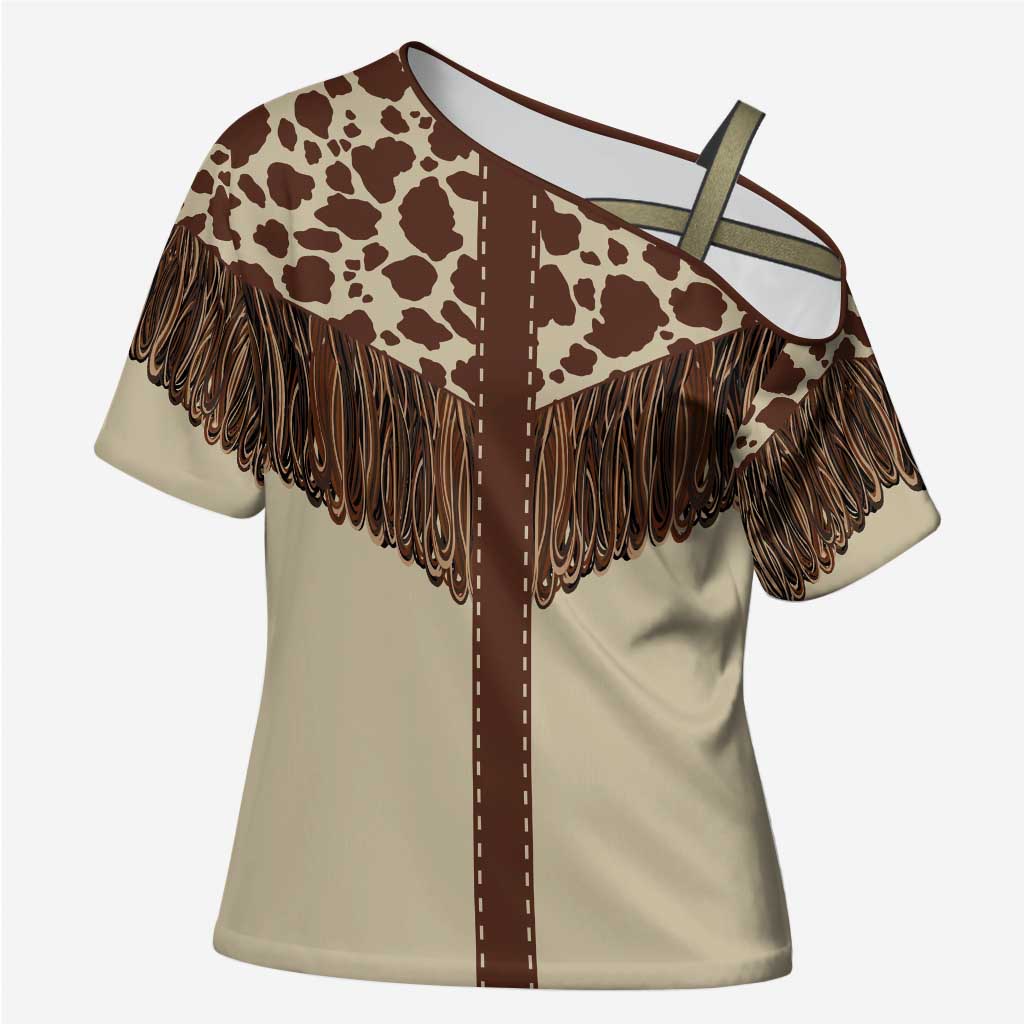 Vintage Western Cow Yoke Shirt Fringe Style Cross Shoulder Shirt - Wonder Print Shop