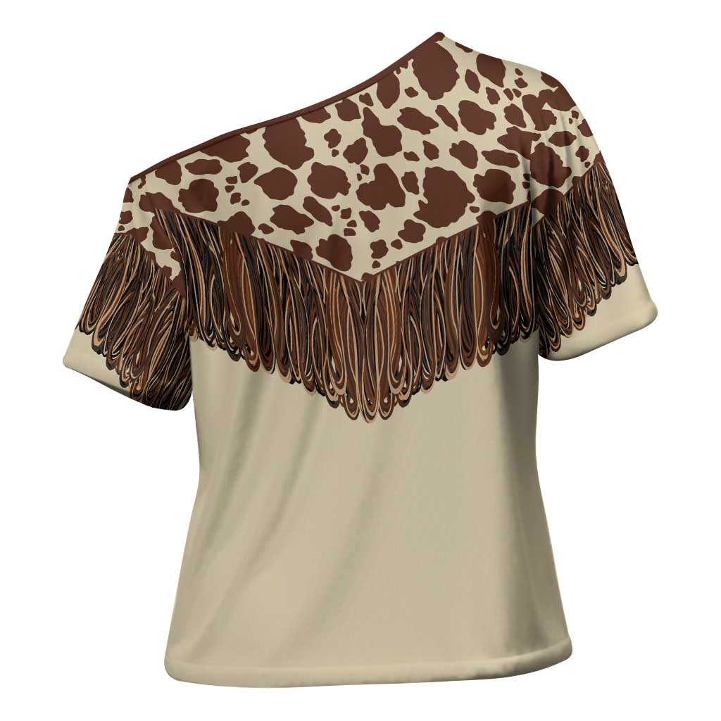Vintage Western Cow Yoke Shirt Fringe Style Cross Shoulder Shirt - Wonder Print Shop