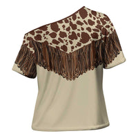 Vintage Western Cow Yoke Shirt Fringe Style Cross Shoulder Shirt - Wonder Print Shop