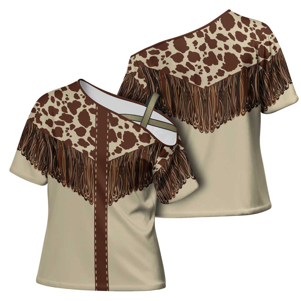 Vintage Western Cow Yoke Shirt Fringe Style Cross Shoulder Shirt - Wonder Print Shop