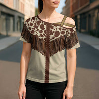 Vintage Western Cow Yoke Shirt Fringe Style Cross Shoulder Shirt - Wonder Print Shop