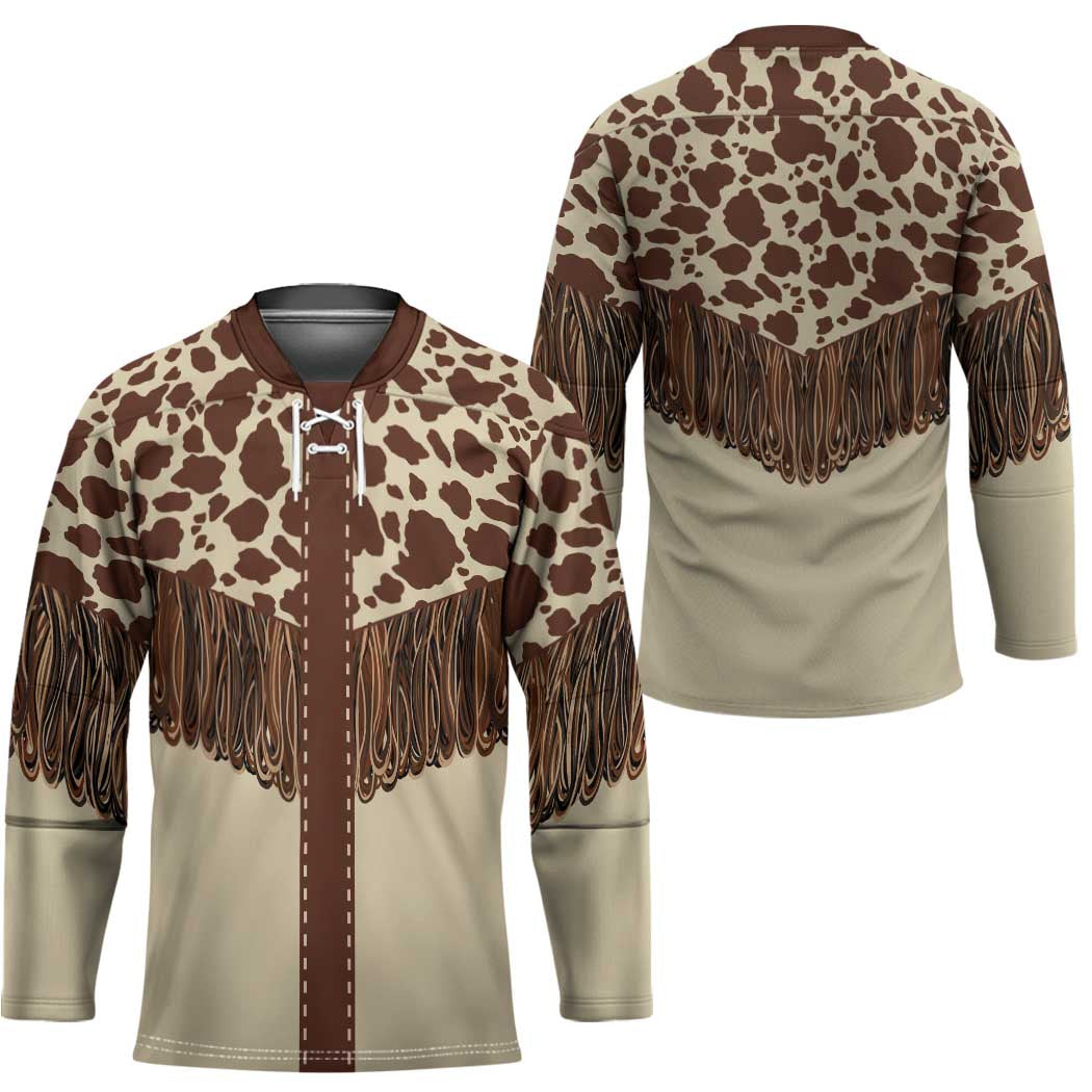 Vintage Western Cow Yoke Shirt Fringe Style Hockey Jersey - Wonder Print Shop