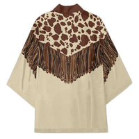 Vintage Western Cow Yoke Shirt Fringe Style Kimono - Wonder Print Shop