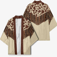Vintage Western Cow Yoke Shirt Fringe Style Kimono - Wonder Print Shop